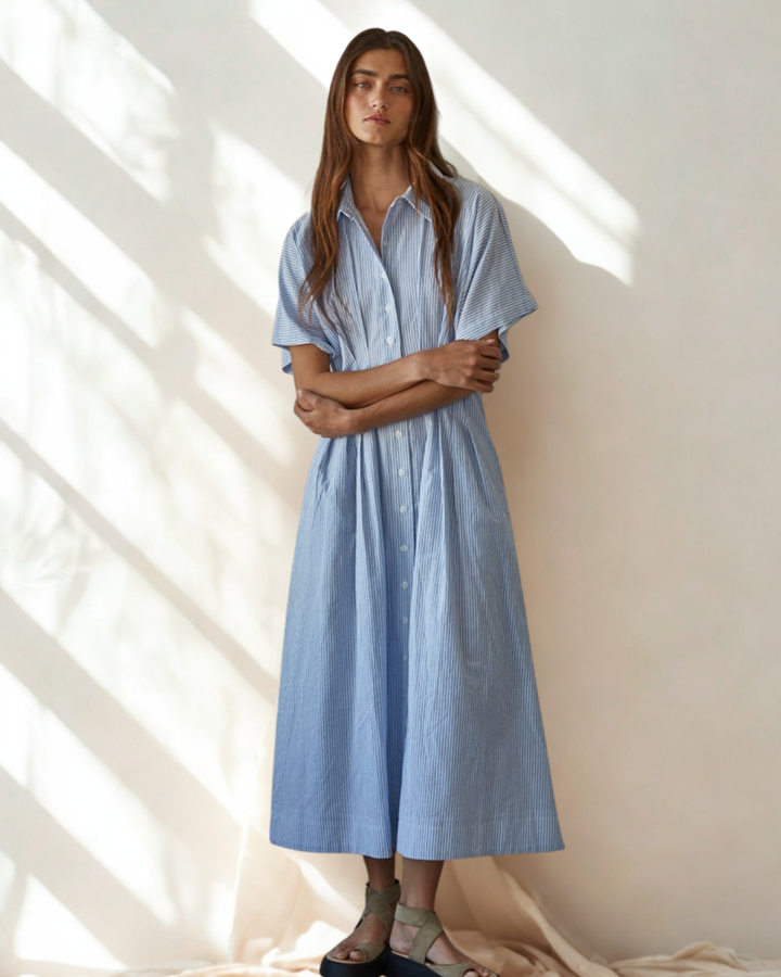 Harper Button Down Collar Maxi Dress