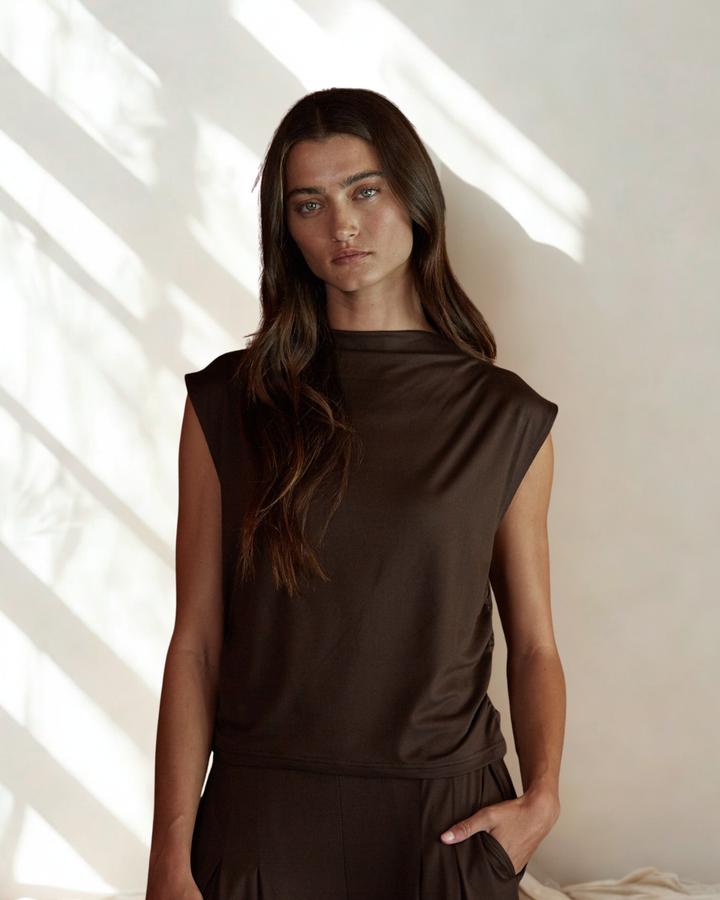 Laurel Side Ruched Butter Cap Sleeve Top