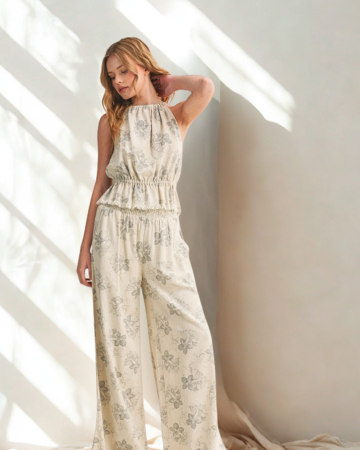 Madisyn Linen Floral Tank & Pant Set