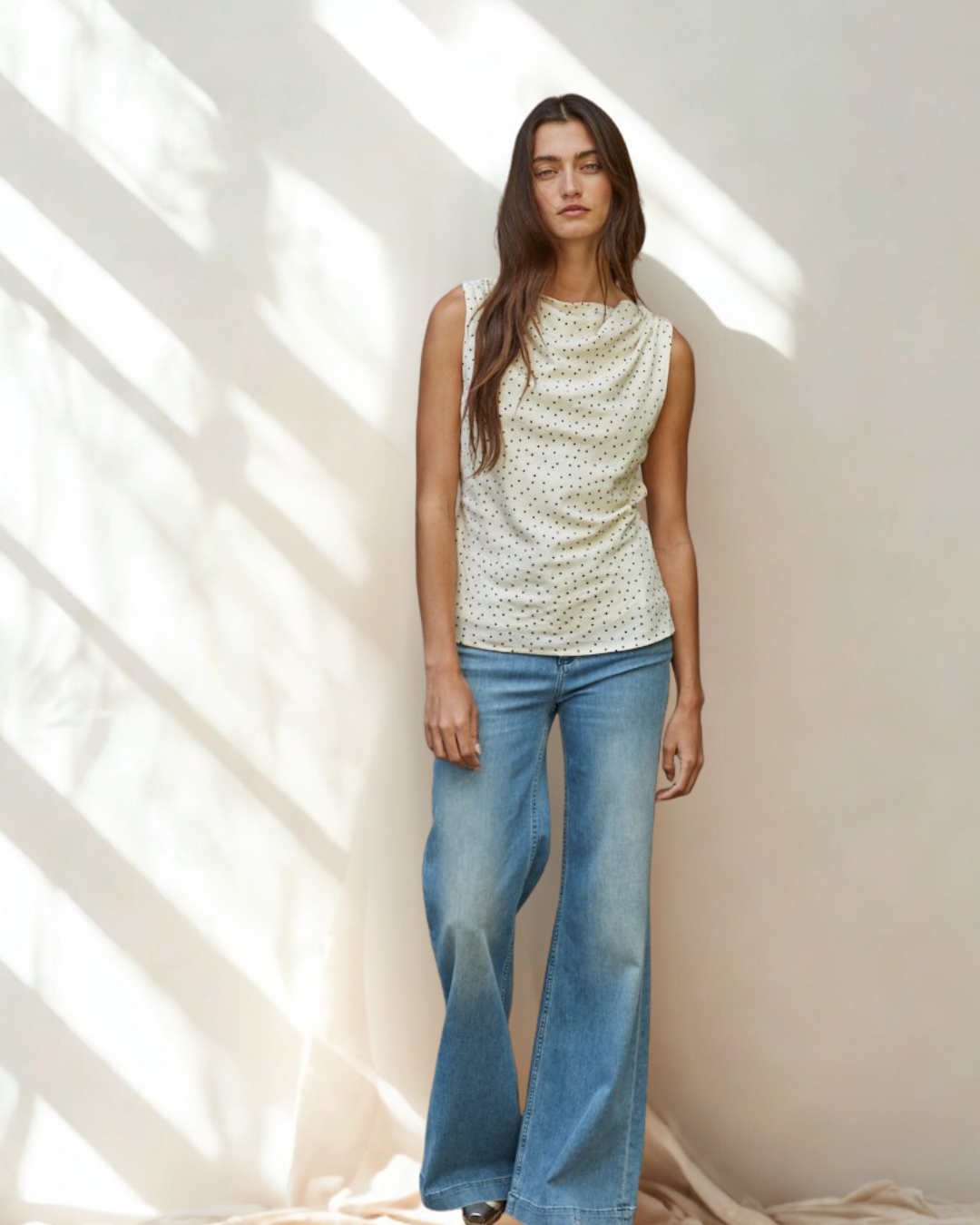 Kamdin Polka Dot Tie Back Top