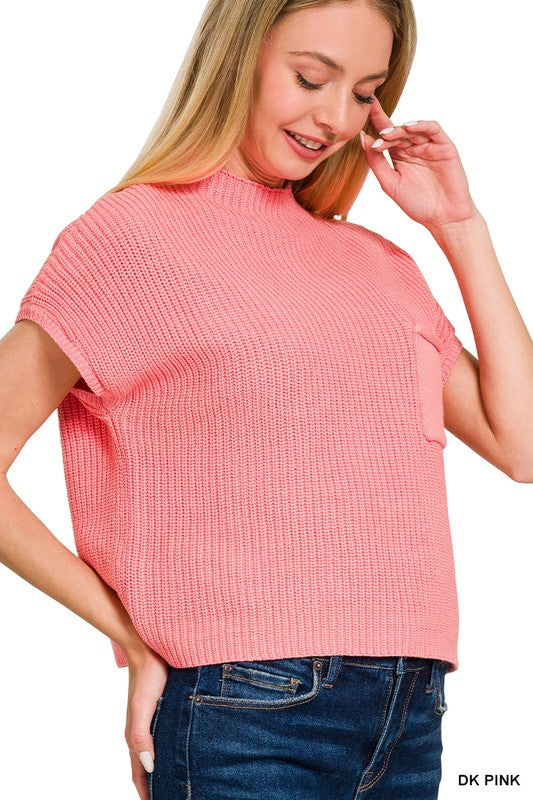 Hally Mock Neck Short Sleeve Cropped Sweater