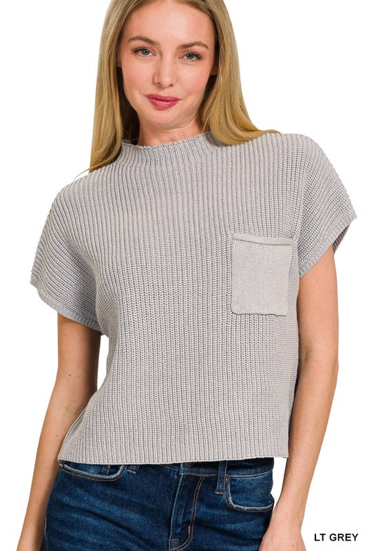 Hally Mock Neck Short Sleeve Cropped Sweater