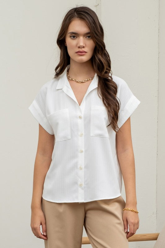 Dina Fold Sleeve Button Down Top