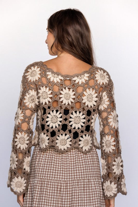 Maria Crochet Bell sleeve Top