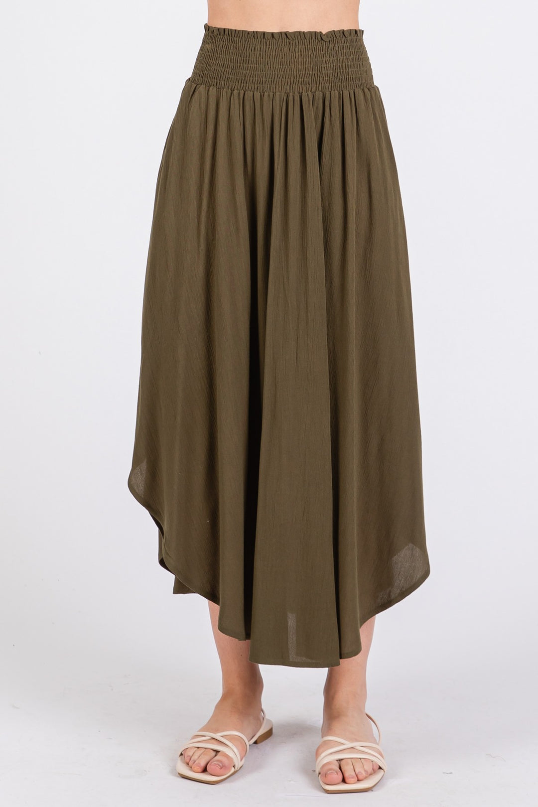Adisyn Smocked Waist Hi-Lo Maxi Skirt