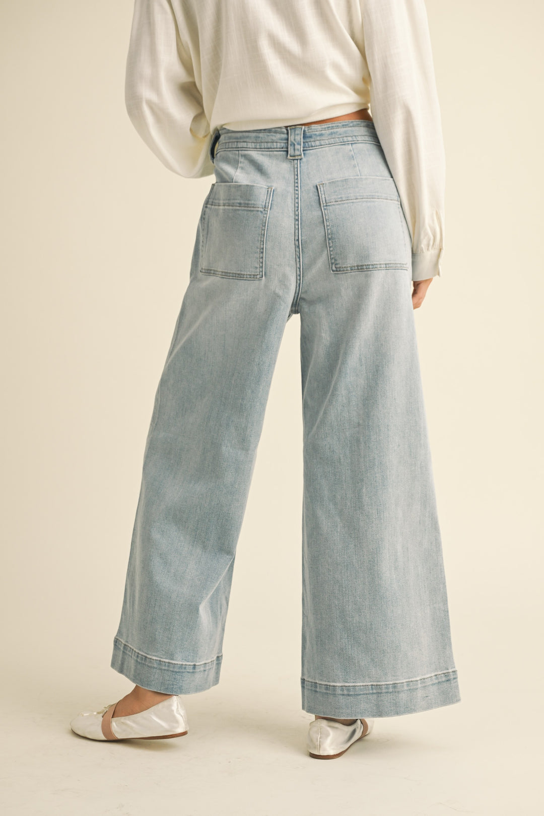 Jessee Wide Leg String Tie Ankle Denim Pant