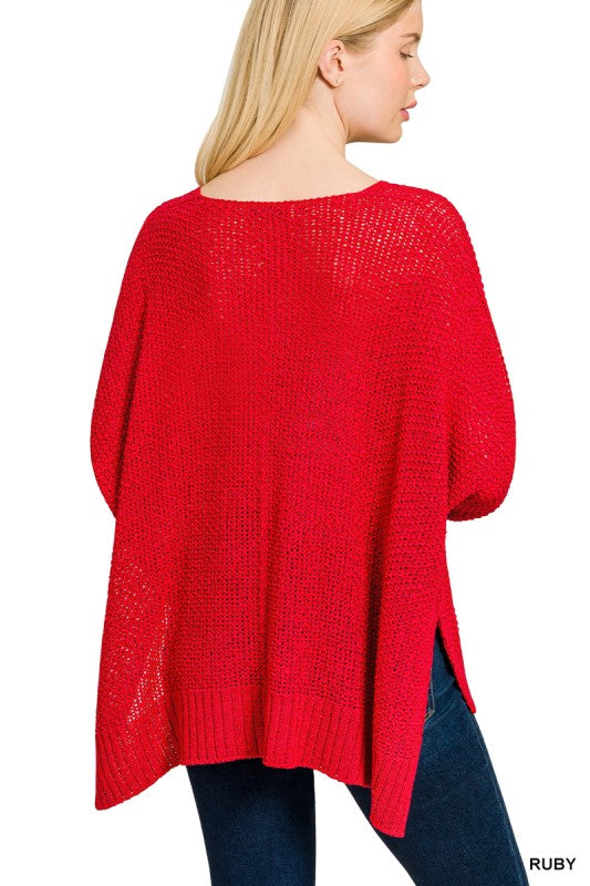 Chloe Dolman Sleeve Mesh Swing Sweater