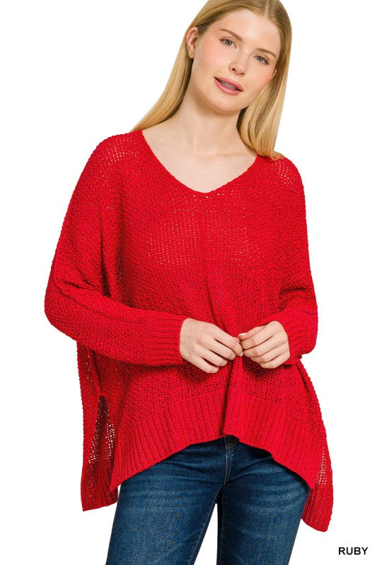 Chloe Dolman Sleeve Mesh Swing Sweater