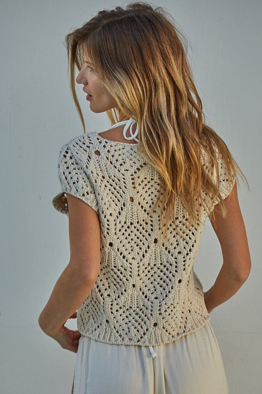 Eva Crochet Short Sleeve Sweater