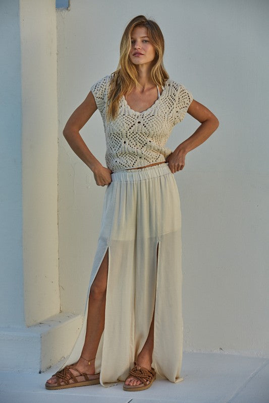 Eva Crochet Short Sleeve Sweater