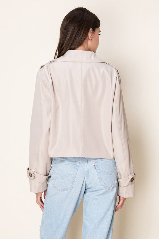 Solene Cropped Button up Trench Jacket