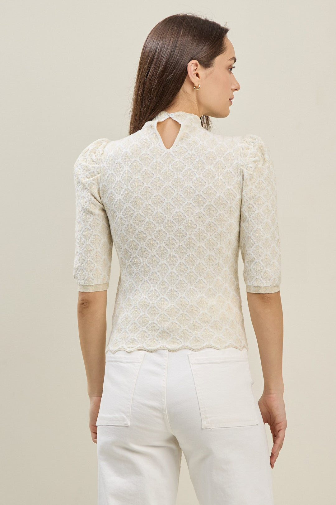 Arden Gold Metallic Mock Neck Top
