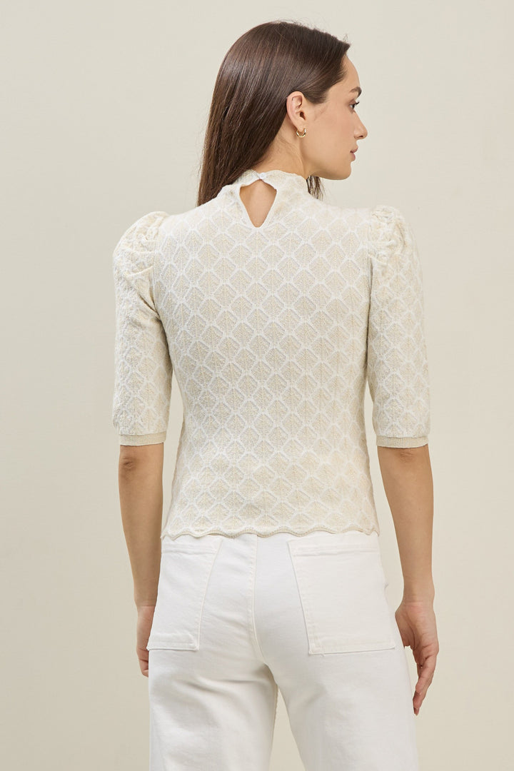 Arden Gold Metallic Mock Neck Top