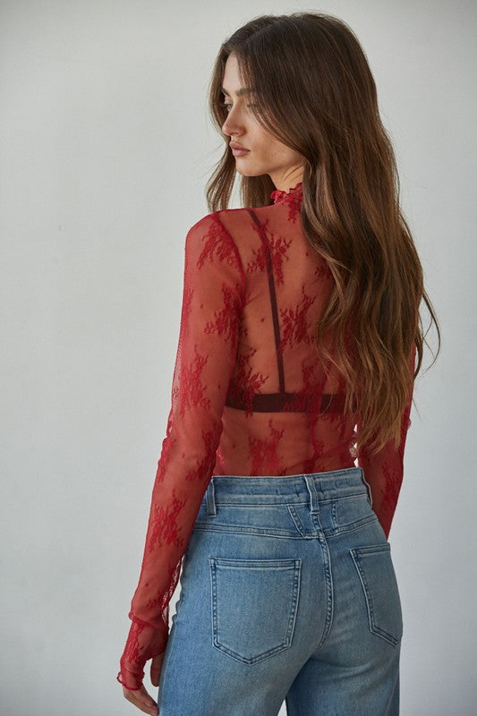 Bibi Long Sleeve Lace Top