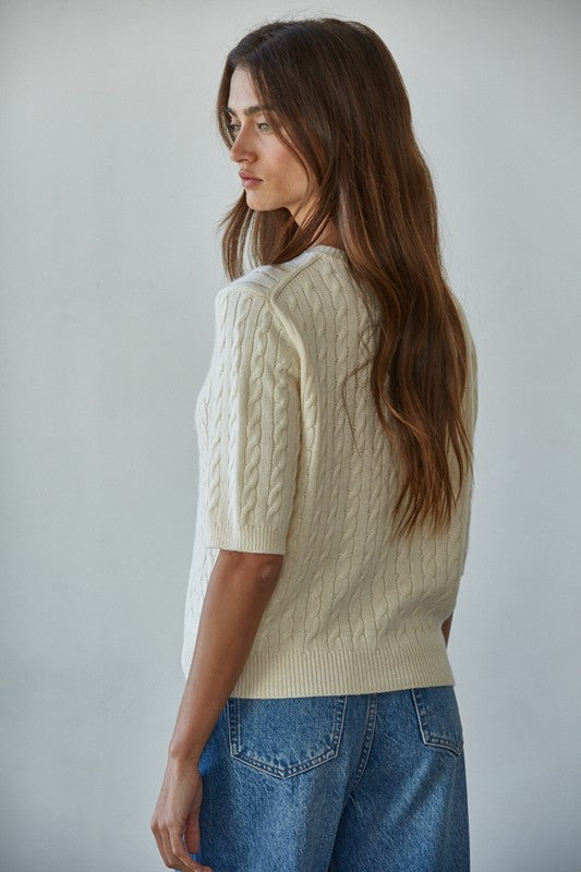 Helen Knit Cable Button Down Sweater