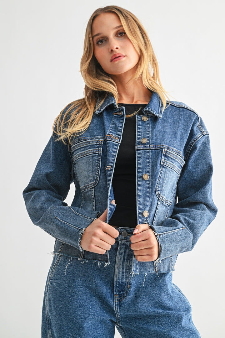 The Jena Worn Crop Denim Jacket