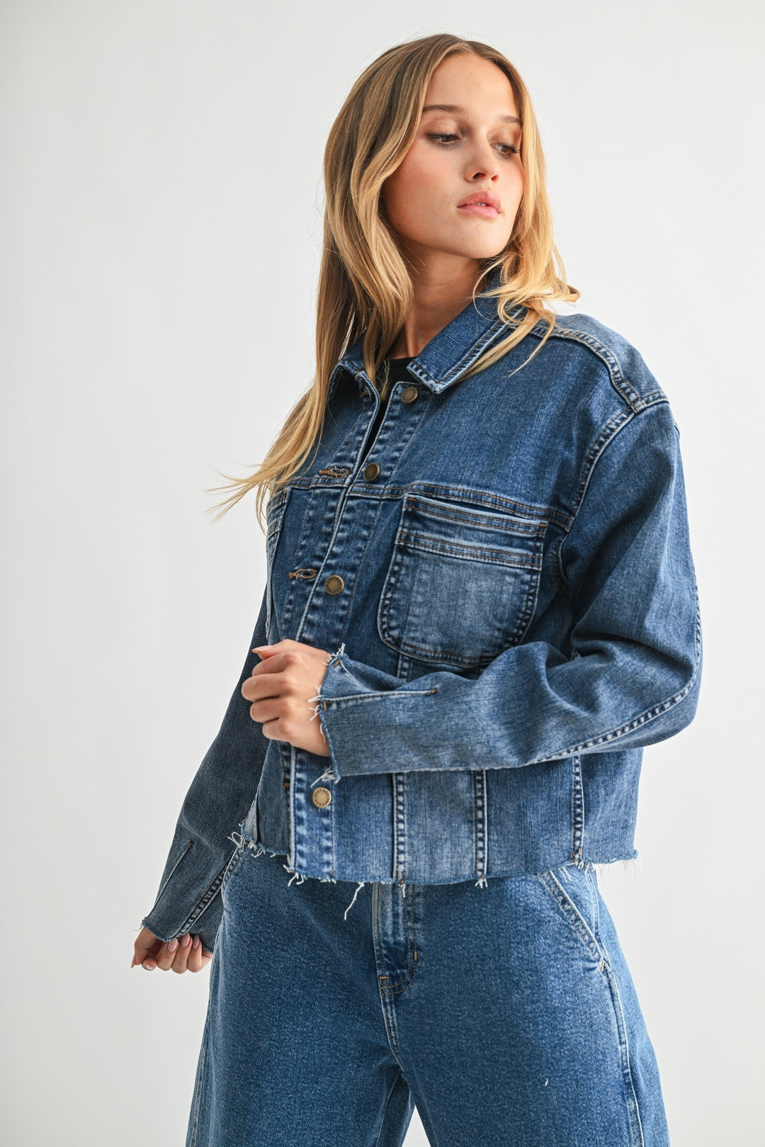 The Jena Worn Crop Denim Jacket