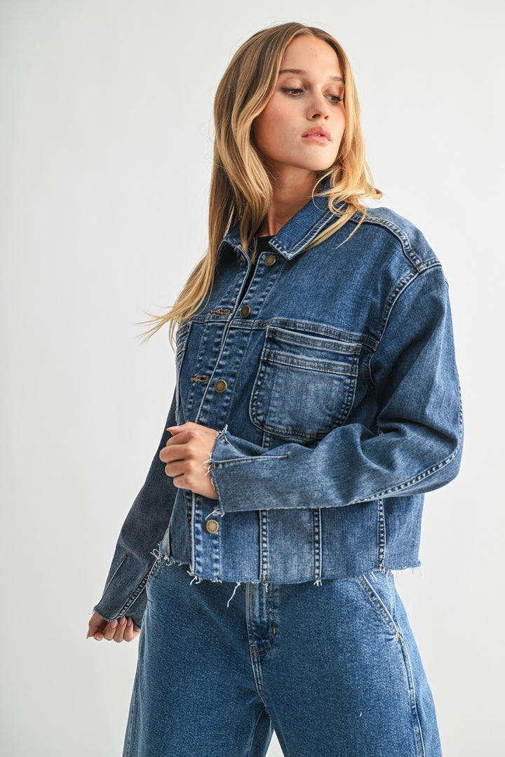 The Jena Worn Crop Denim Jacket
