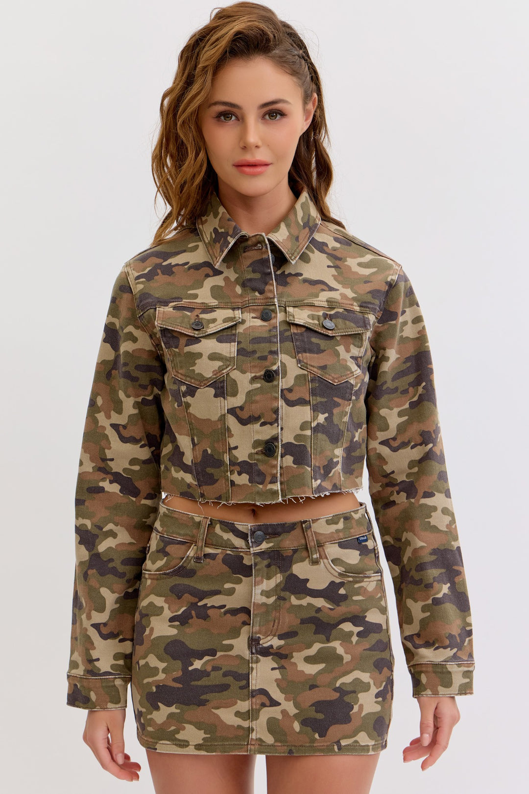 Cleo Washed Camo Crop Jacket