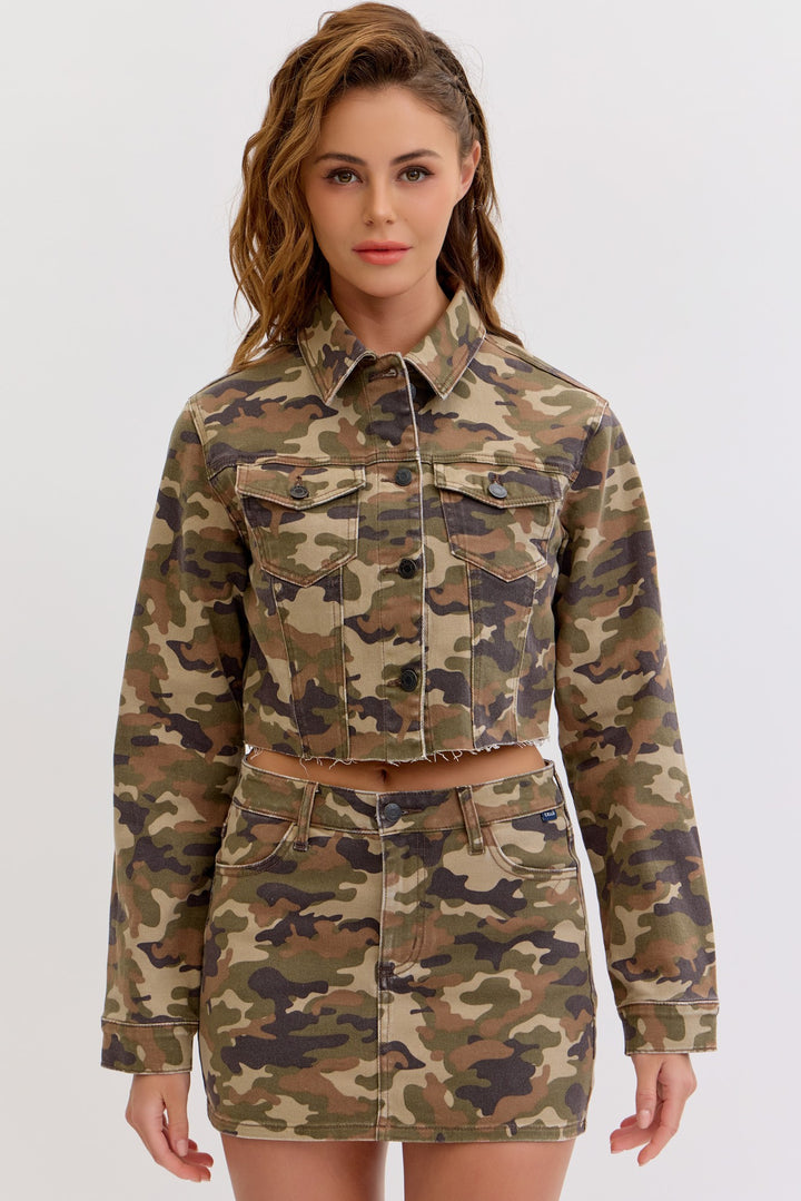 Cleo Washed Camo Crop Jacket