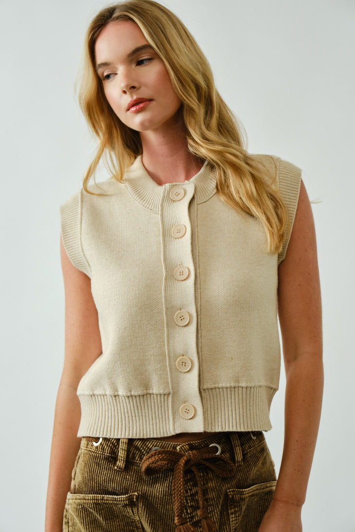 Tarin Button Vest Cardigan