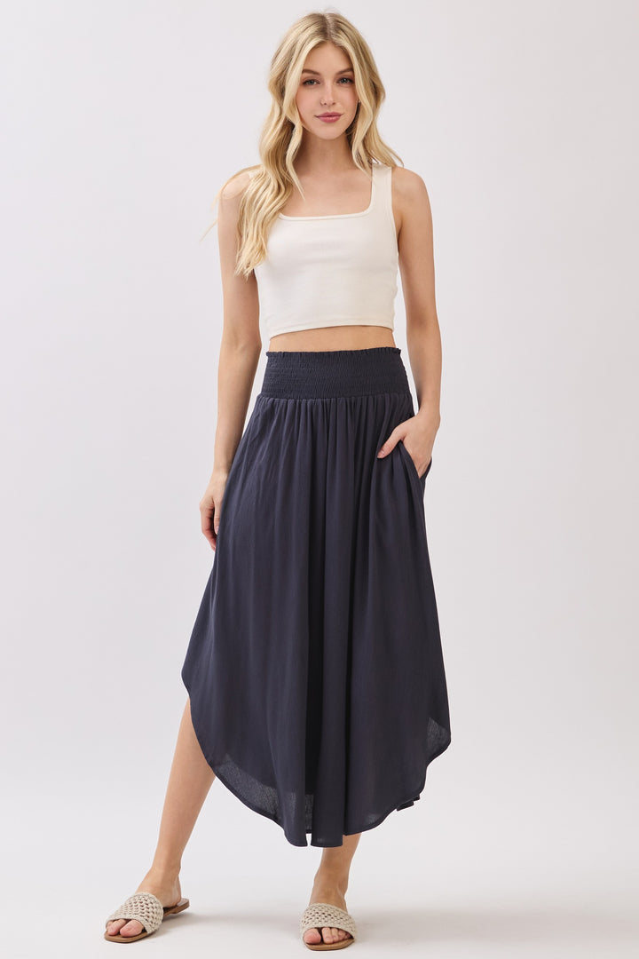 Adisyn Smocked Waist Hi-Lo Maxi Skirt