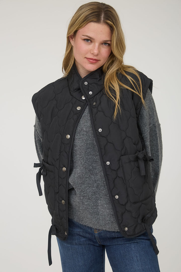 Claudia Bow Pocket Puffer Vest
