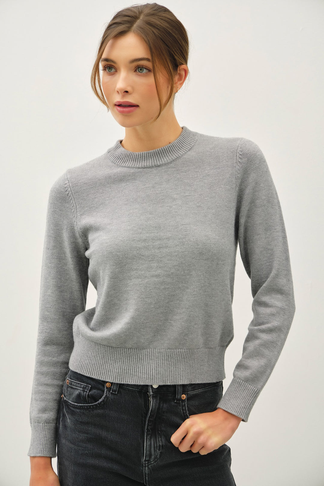 Sally Classic Round Neck Cropped Sweater