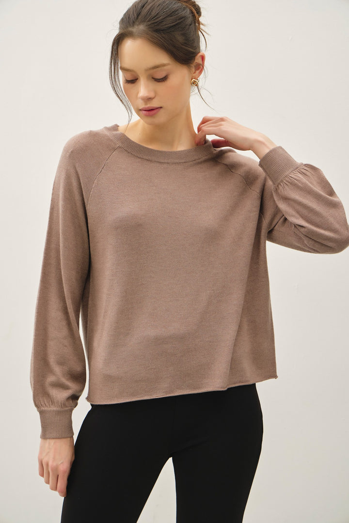 Estes Elevated Raw Hem Sweater Top