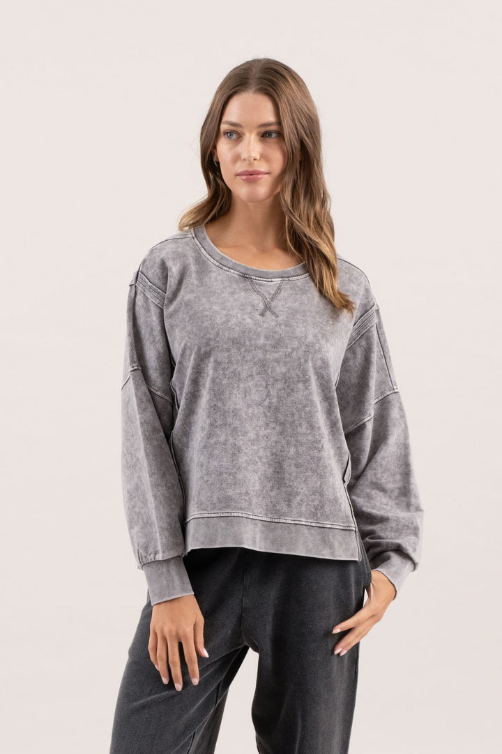 Coryn Washed Raw Seam Relaxed Top