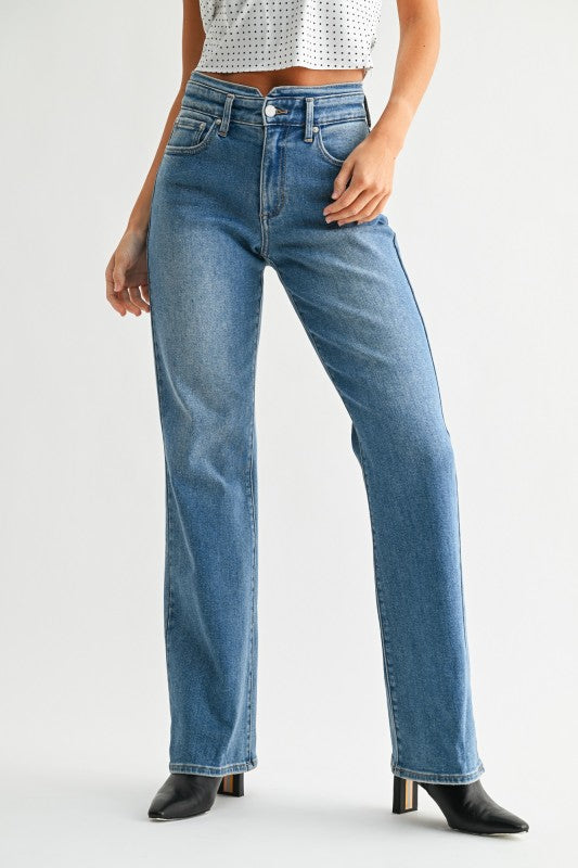 Andy Waistband Detail Wide Leg Jeans