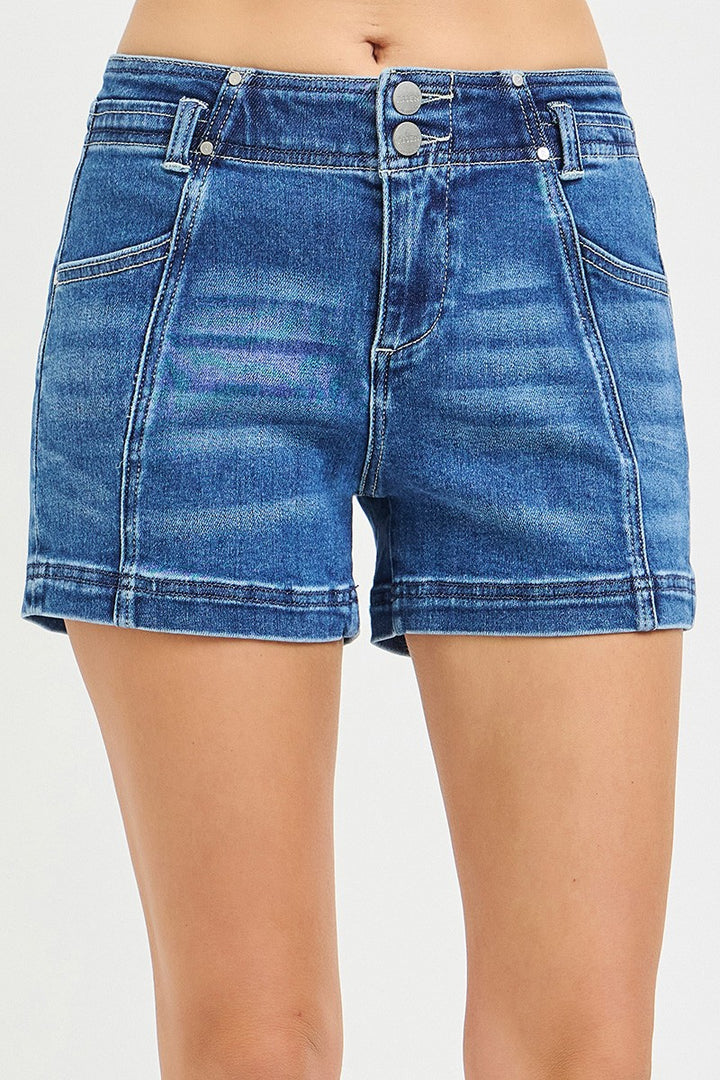 Dena Mid Rise Seam Detail Denim Short