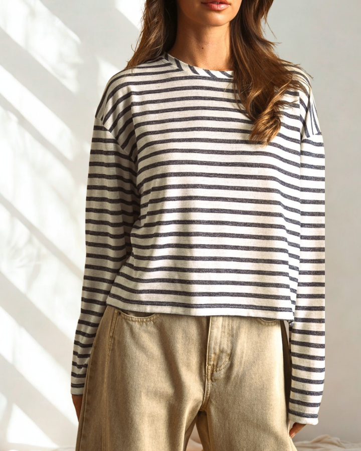 Kass Elevated L/S Striped Slub Top