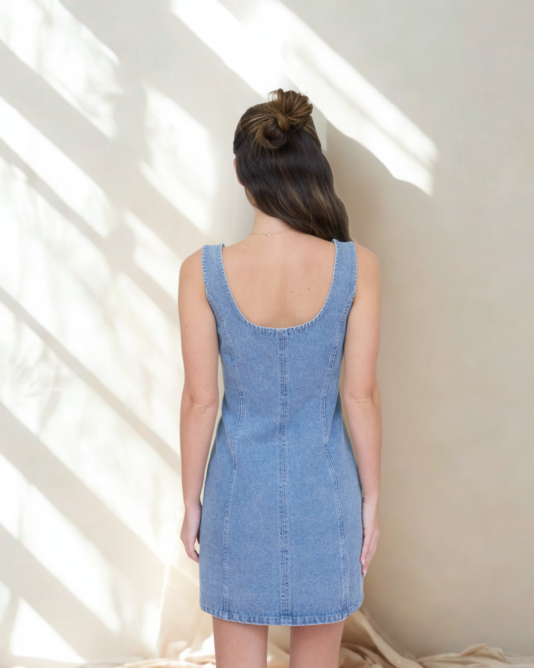 Myka Button Front Denim Mini Dress