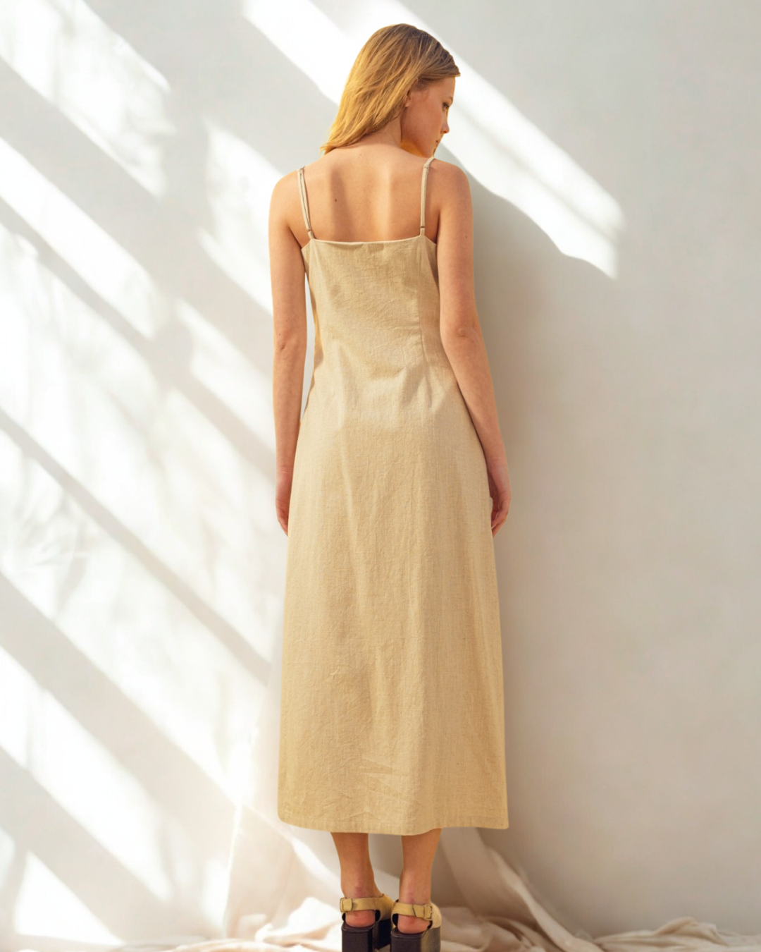 Analyse Button Detail Linen Maxi Dress