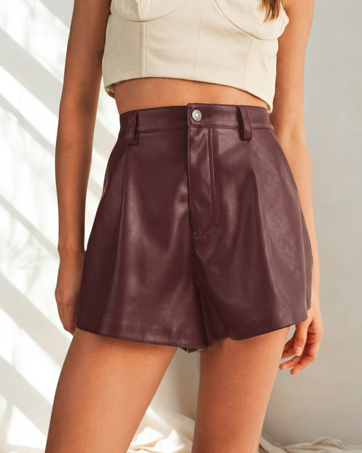 Autumn Flared Leather Shorts
