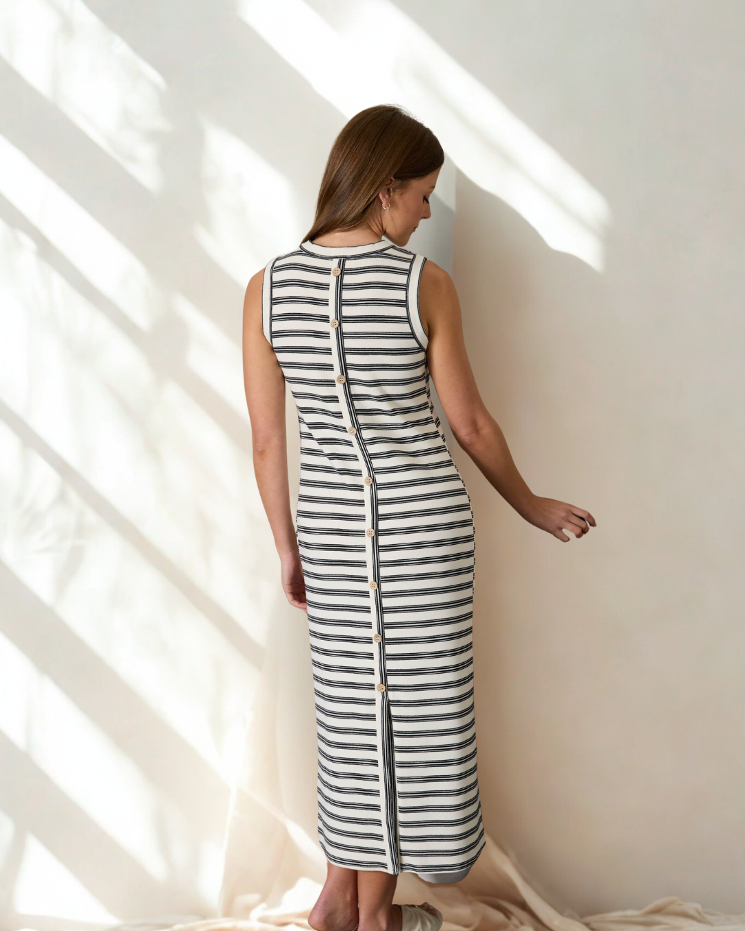 Chloe Stripe Button Back Maxi Tank Dress