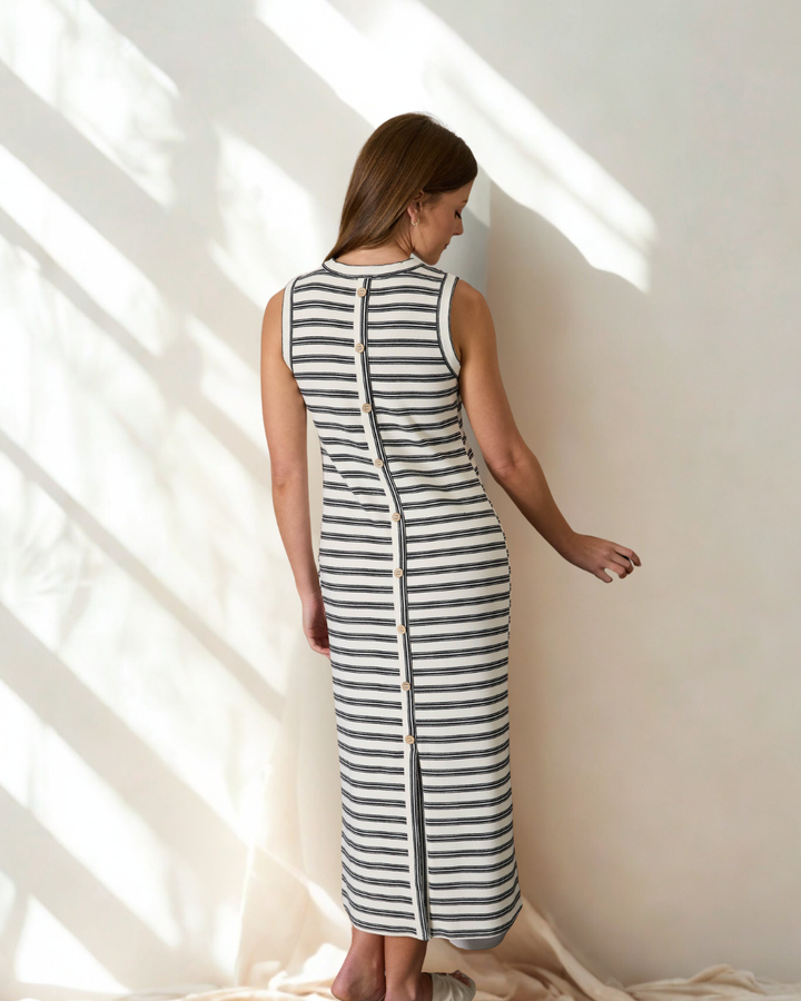 Chloe Stripe Button Back Maxi Tank Dress