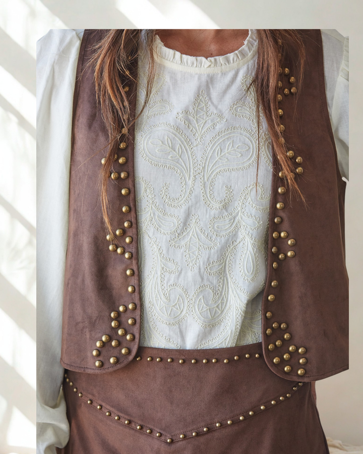 Miranda Faux Suede Studded Vest