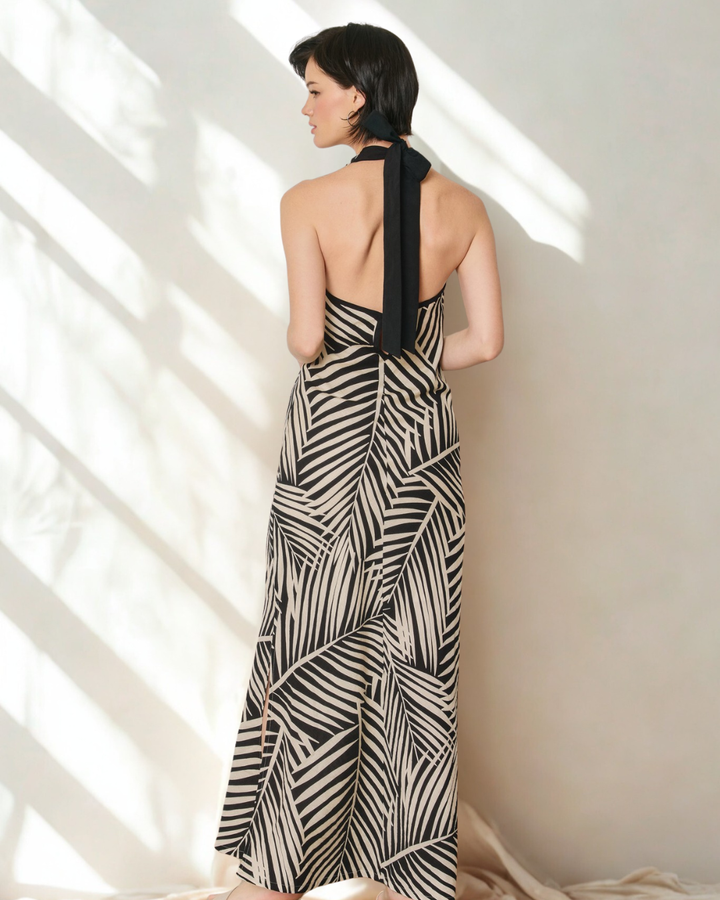 Asher Printed Halter Maxi Dress
