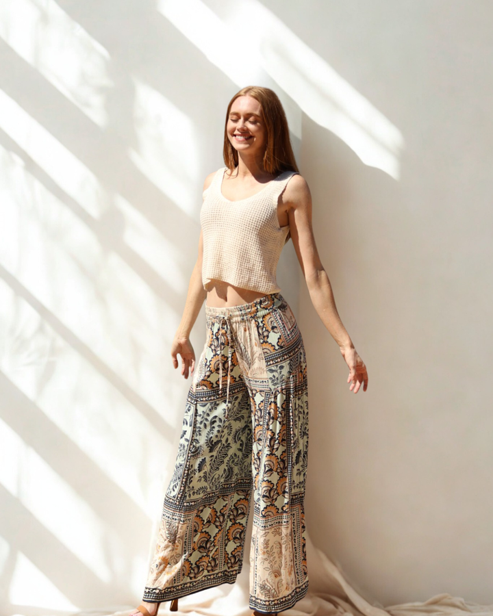 Nadia Printed Airy Wide Leg Pant