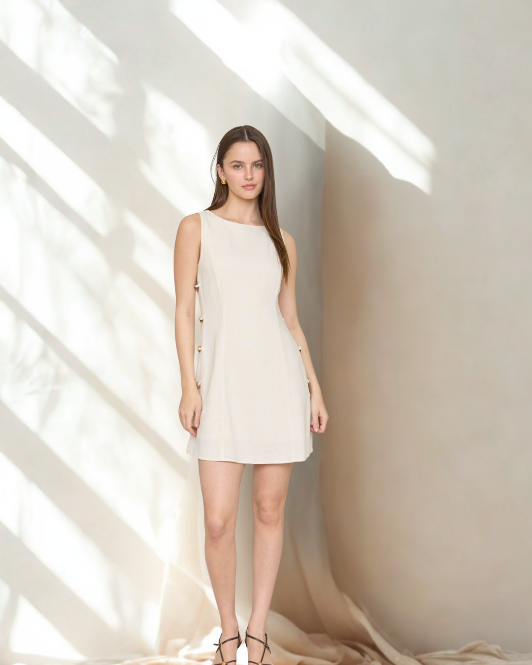Nolan Bead Detail Linen Mini Dress