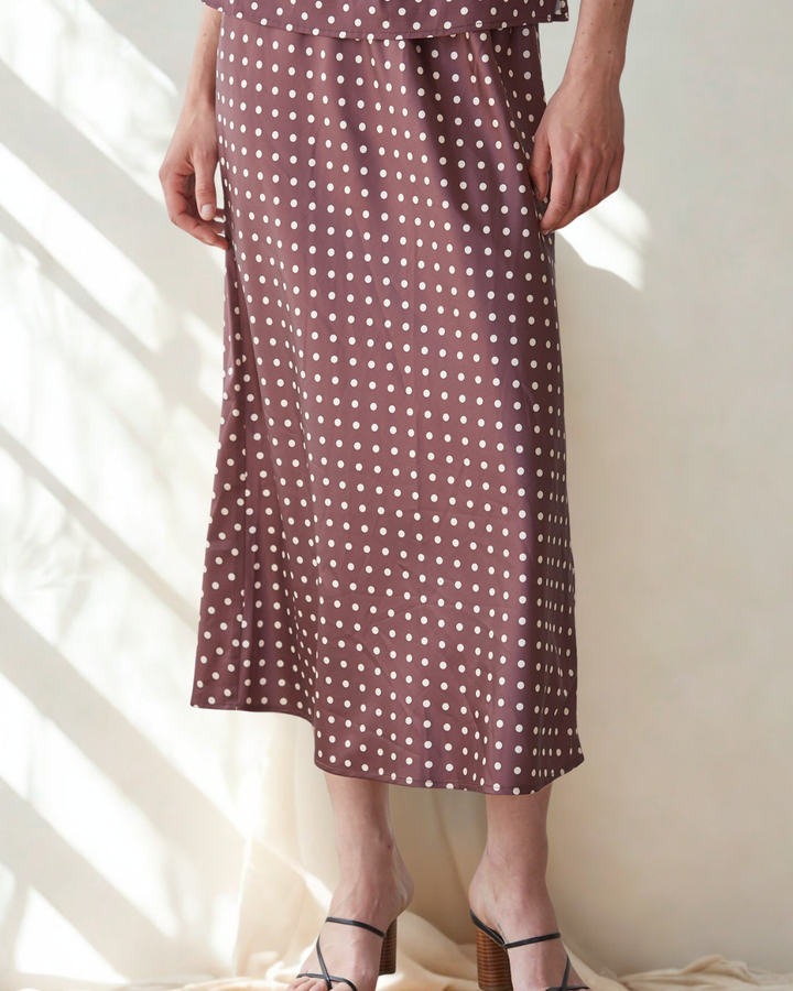 Kate Polka Dot Satin Maxi Skirt