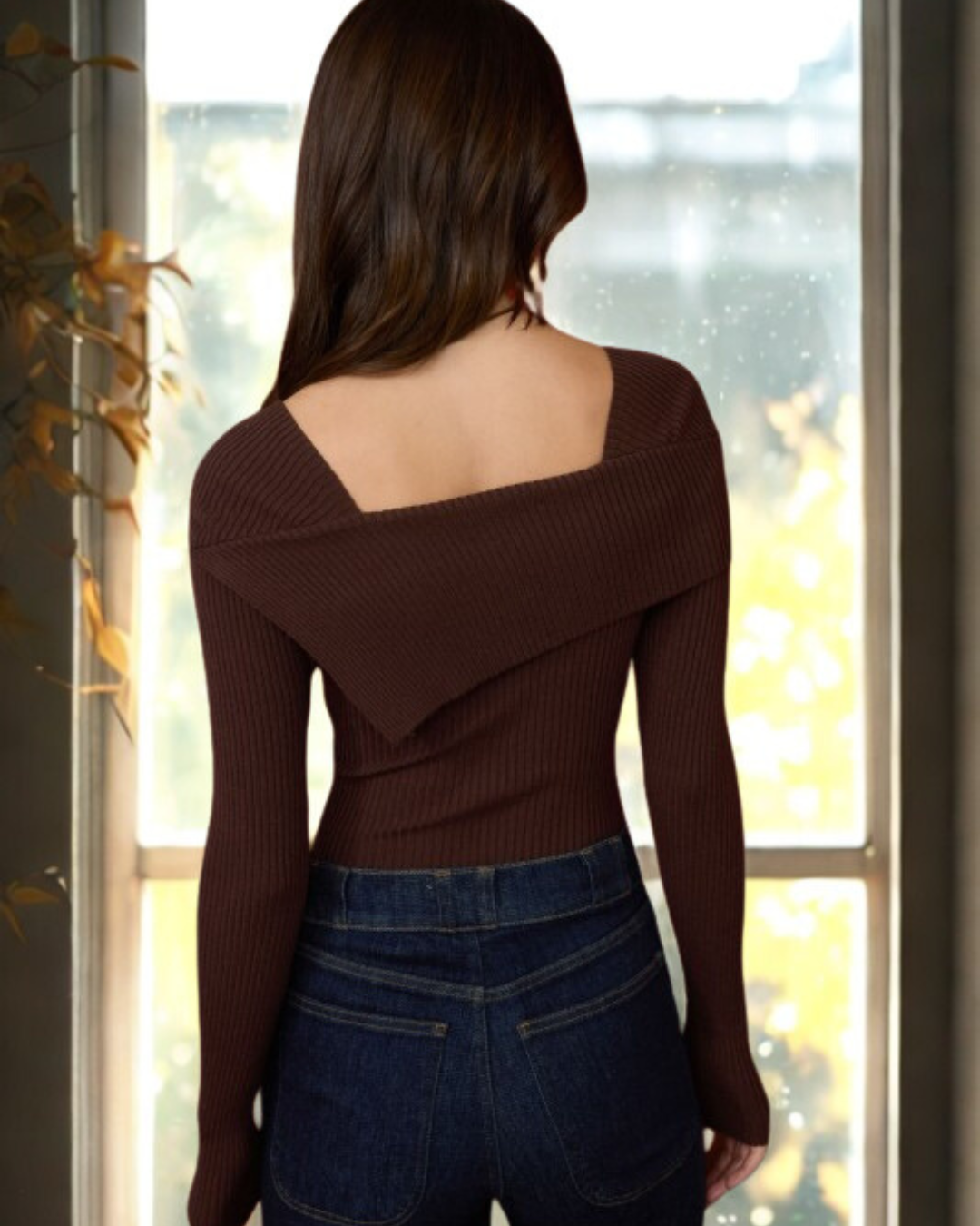 Lola Asymmetrical Ribbed Long Sleeve Top
