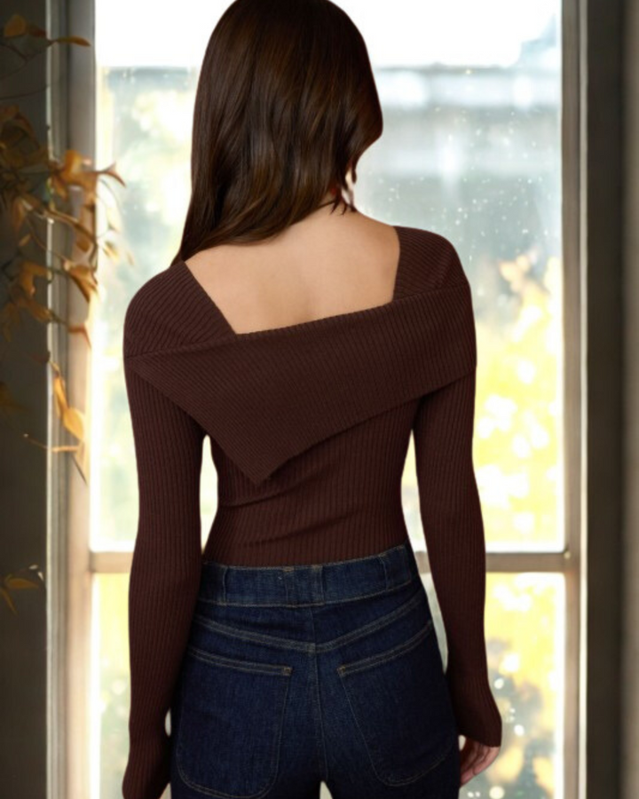 Lola Asymmetrical Ribbed Long Sleeve Top