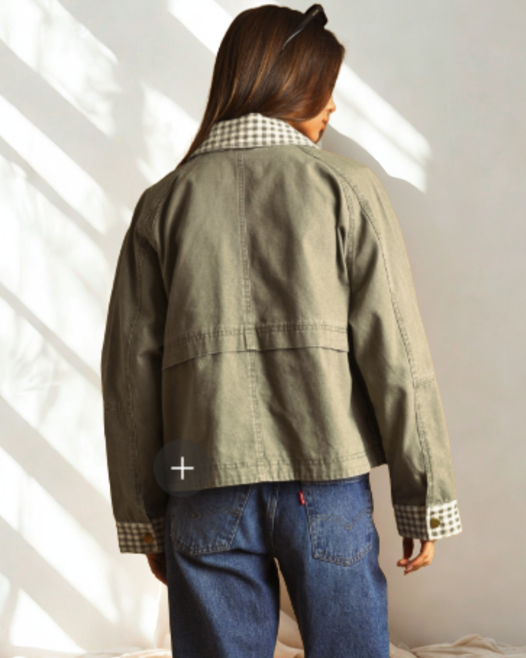 Gabby Gingham Collar Twill Jacket