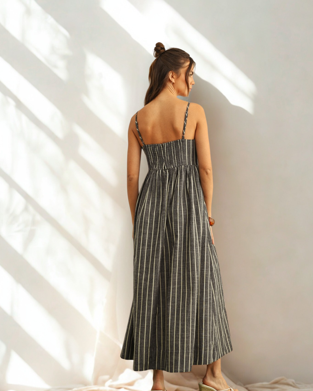 Vahla Stripe Linen Blend Maxi Dress