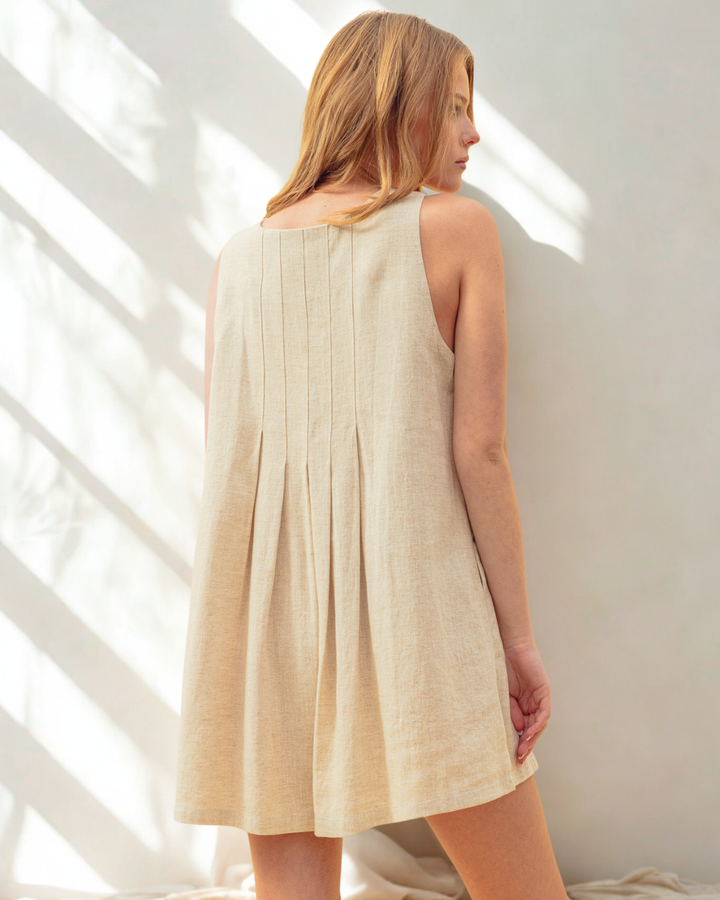 Kalen Button Front Linen Blend Romper