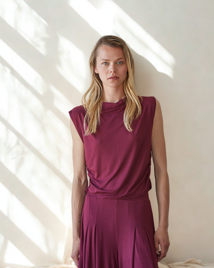 Laurel Side Ruched Butter Cap Sleeve Top