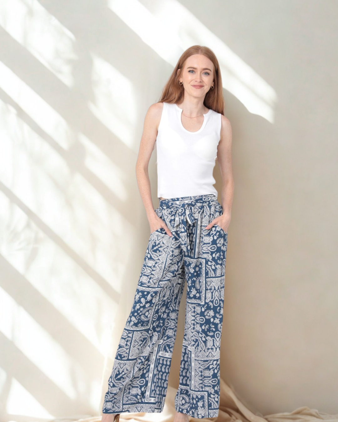 Nadia Printed Airy Wide Leg Pant